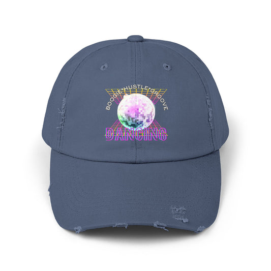 "Boogie, Hustle, Groove - Dancing" Streetwear Embroidered Design – Unisex Distressed Dance Cap