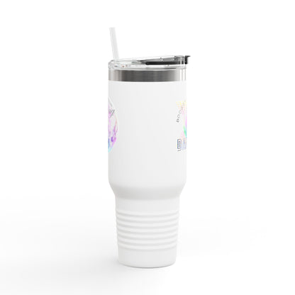 "Boogie, Hustle, Groove - Dancing" 40oz Insulated Travel Mug – Disco Dance Theme Stainless Steel Tumbler with Lid & Straw | Jeté Dance Shop