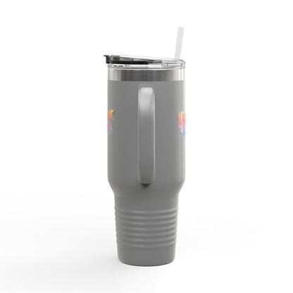 "Dancer Vibes" 40oz Insulated Travel Mug – Retro-Inspired Stainless Steel Tumbler for Dance Lovers | Hot & Cold Beverage Travel Cup with Handle and Leak-Proof Lid