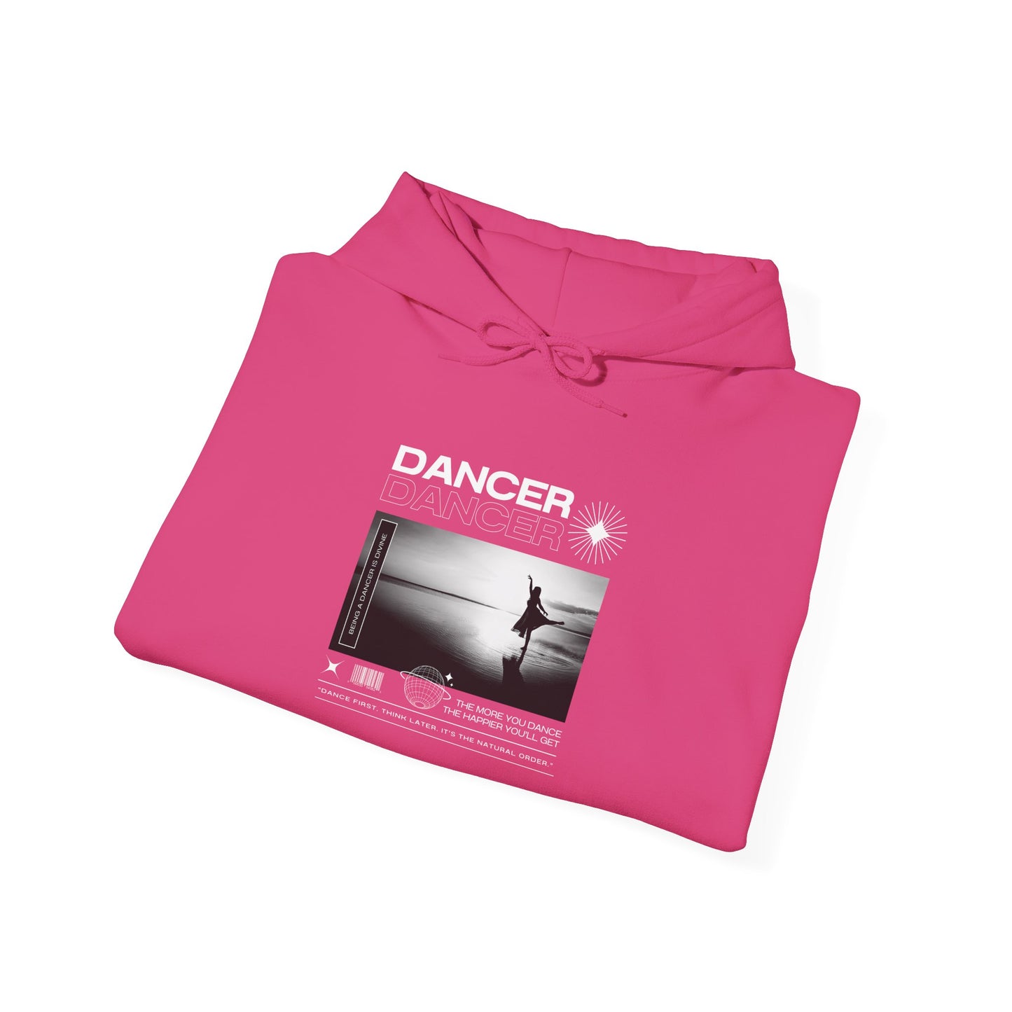 “Dancer” Arabesque on the Beach Graphic | Streetwear-Inspired Dance Hoodie for Ballet & Beach Lovers - Unisex Heavy Blend™ Hoodie