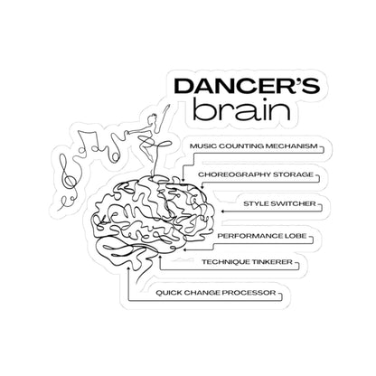 “Dancer’s Brain” Kiss-Cut Sticker – Funny Dance-Themed Vinyl Sticker with Cute Dancer Brain Illustration for Dancers and Performers