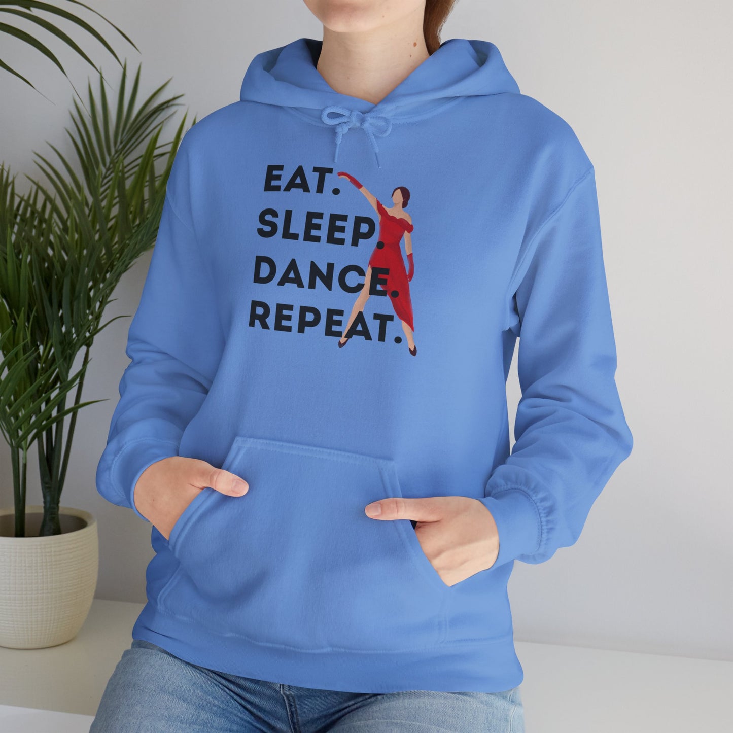 "Eat Sleep Dance Repeat" Unisex Dance Hoodie – Bold Graphic Sweatshirt for Dancers