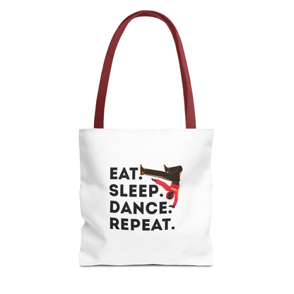 "Eat Sleep Dance Repeat" B-Boy Canvas Tote Bag – Hip-Hop Dancer Graphic Dance Tote for Everyday Use