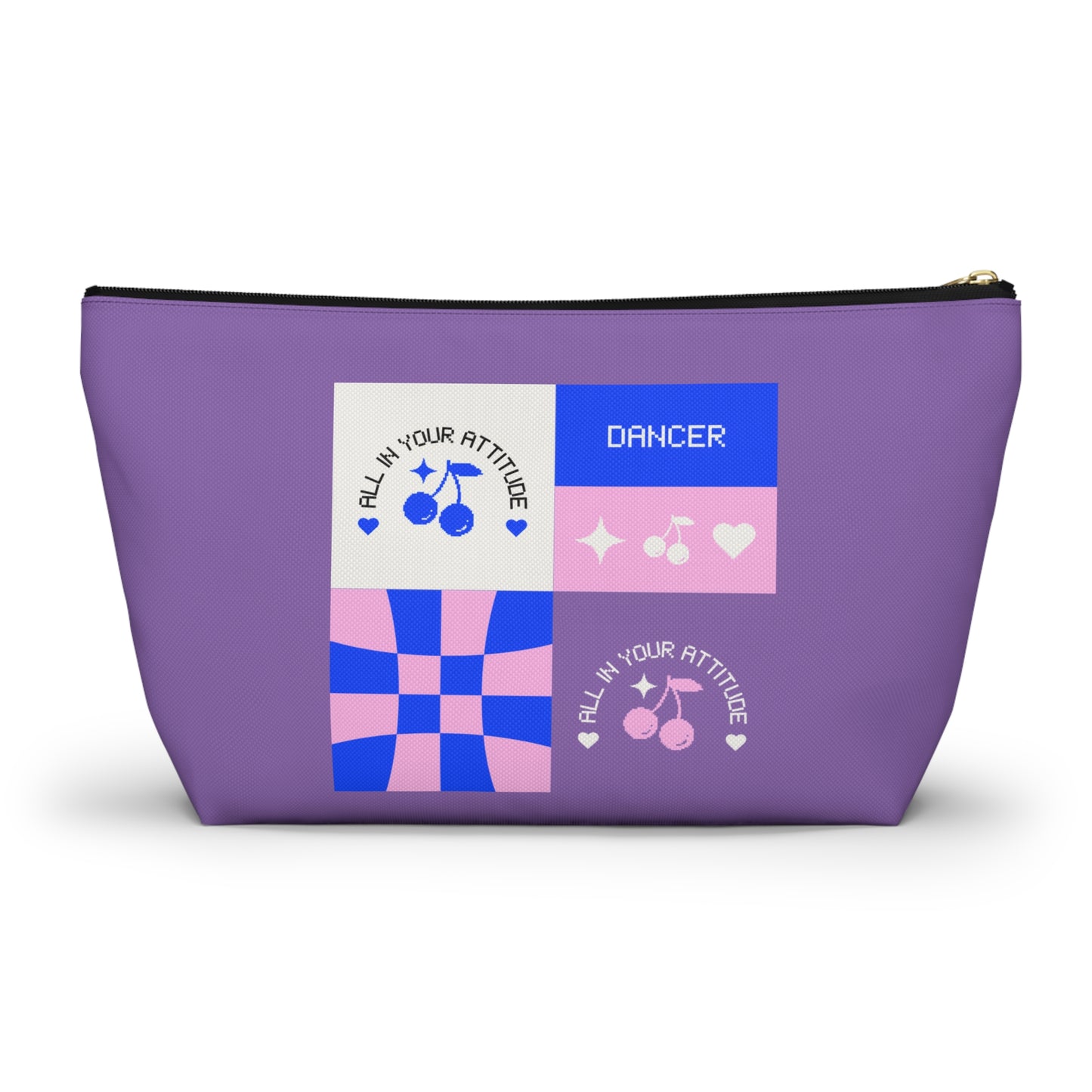 "Dancer - All in Your Attitude" Makeup Bag – Cute Retro Dance Graphic – Inspirational Dance-Themed Zipper Pouch for Cosmetics, Accessories & Gifts
