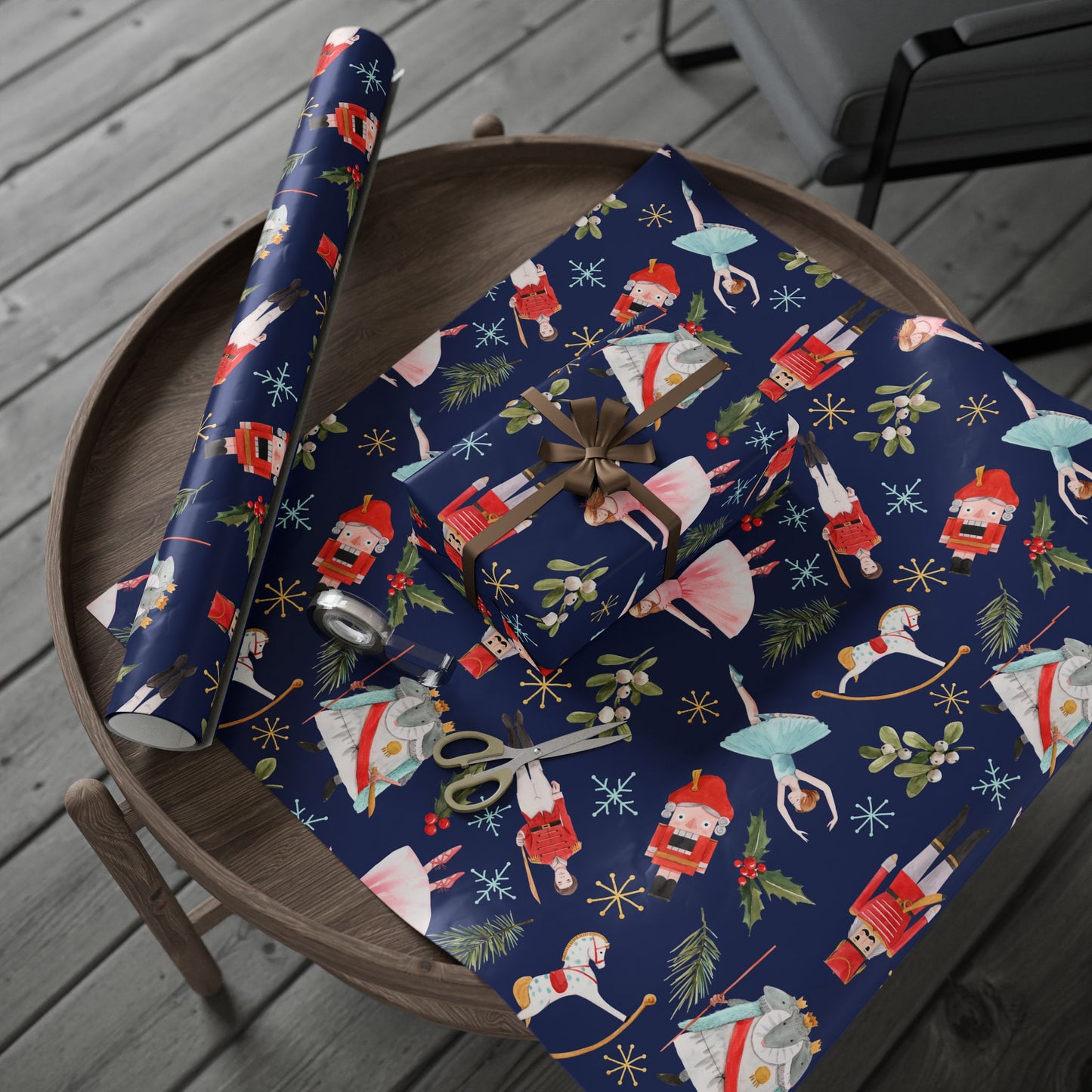"Nutcracker Ballet" Christmas Wrapping Paper – Festive Holiday Gift Wrap with Classic Ballet Dancers & Christmas Scene Design, Perfect for Dance Lovers and Studios