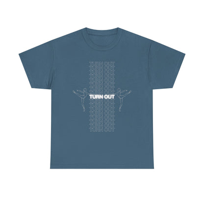 "Turn Out" Ballerina Graphic Unisex Heavy Cotton Tee – Ballet Dance T-Shirt for Dancers & Dance Enthusiasts