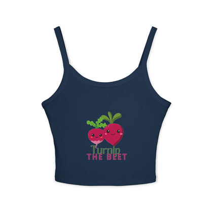 "Turnip the Beet" Women’s Spaghetti Strap Tank Top – Cute Veggie Dance Graphic | Funny Dance Pun Shirt for Dancers & Music Lovers
