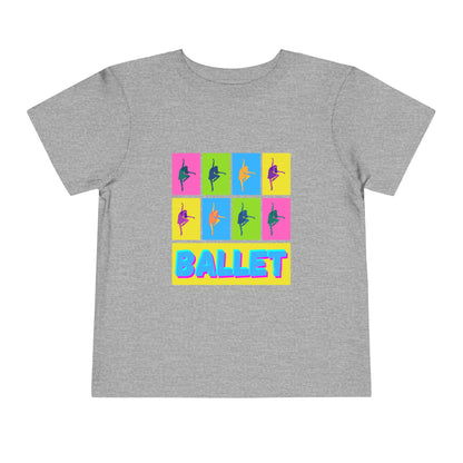 “Ballet" Toddler Short Sleeve T-Shirt – Pop Art Inspired Dance Graphic Tee for Kids