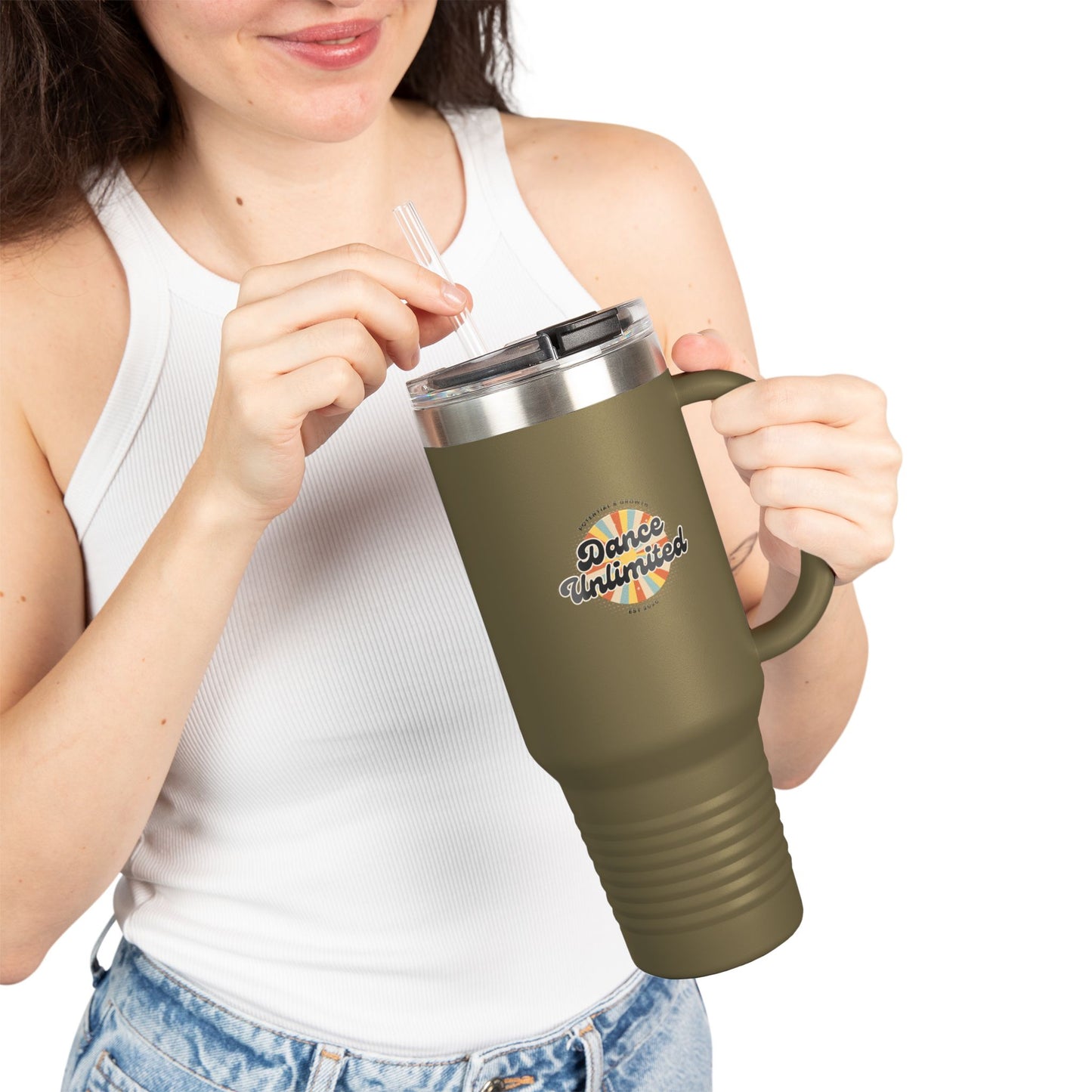 "Dance Unlimited, Potential & Growth" Retro 40oz Insulated Travel Mug – Motivational Dance Tumbler for Growth, Potential & Everyday Inspiration