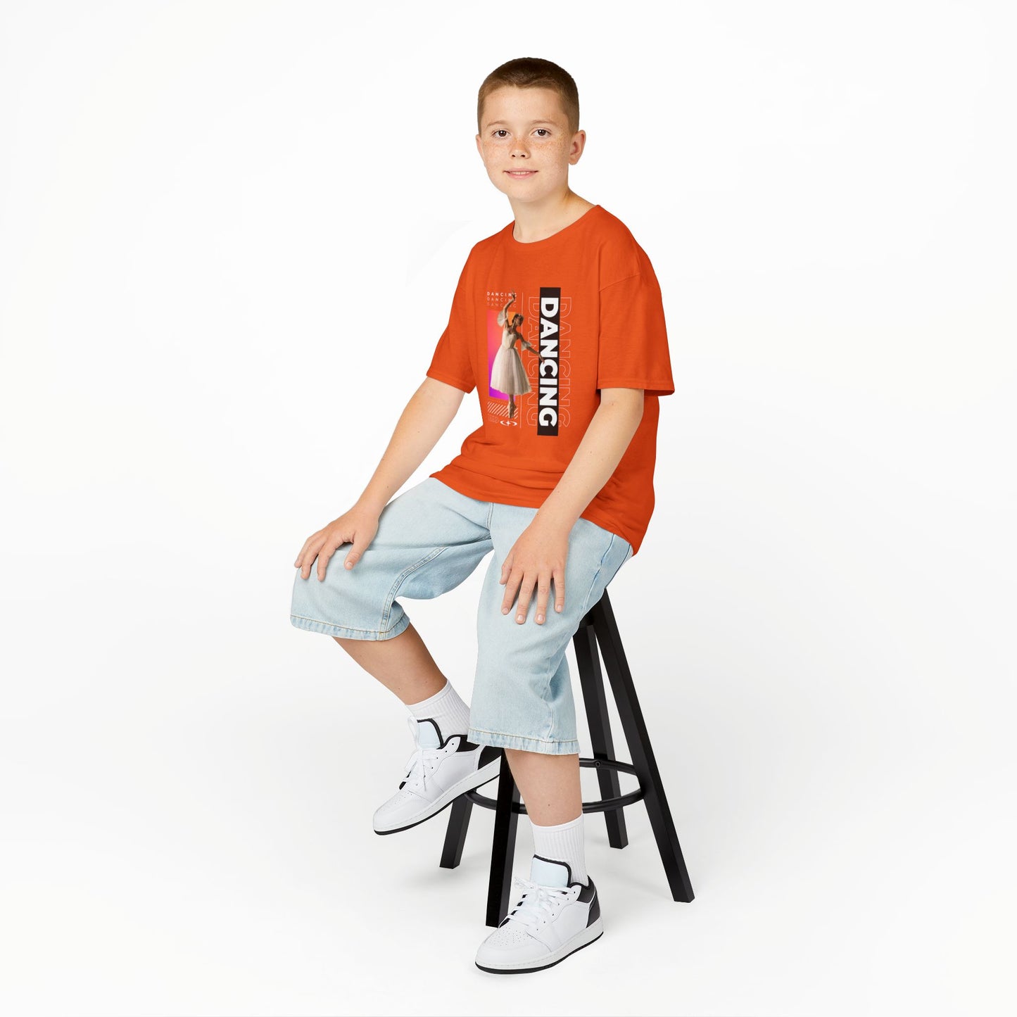 “Dancing” Youth Short Sleeve T-Shirt – Streetwear-Inspired Female Dancer Graphic – Trendy Kids Dance T-Shirt for Girls