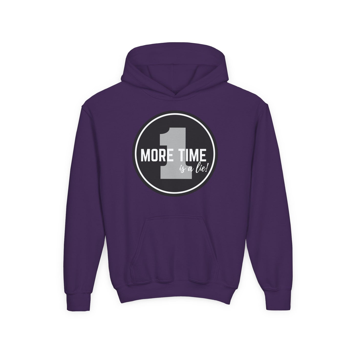 "One More Time Is a Lie" Youth Hooded Sweatshirt – Bold Dance Emblem Graphic Hoodie for Kids and Teens