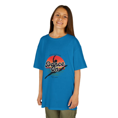 "Keep Calm and Dance On" Youth Short Sleeve Tee – Retro Graphic Dance Shirt for Kids and Young Performers