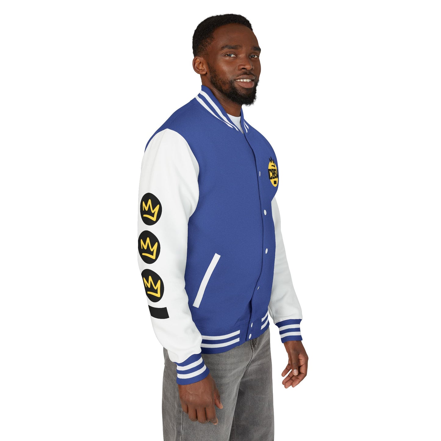 Full Out Premium Collection Letterman Jacket – Unisex Heavyweight Varsity Jacket with "Full Out" Back Graphic and "Crew" Front Design