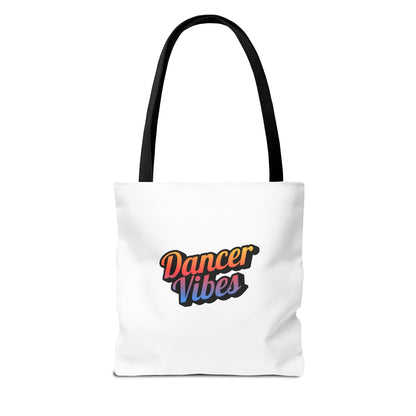 "Dancer Vibes" Canvas Tote Bag – Bold Dance-Themed Text Graphic Bag for Dancers, Students & Everyday Use