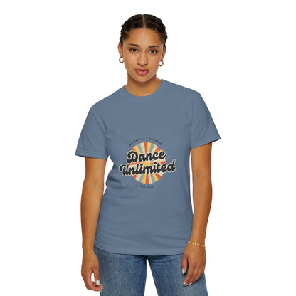 "Dance Unlimited, Potential & Growth" Unisex Garment-Dyed T-Shirt – Retro-Inspired Dance Motivation Graphic Tee – Inspirational Shirt for Dancers"