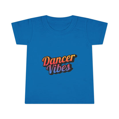 "Dancer Vibes" Toddler Dance T-Shirt – Colorful Text Graphic Short Sleeve Tee for Kids