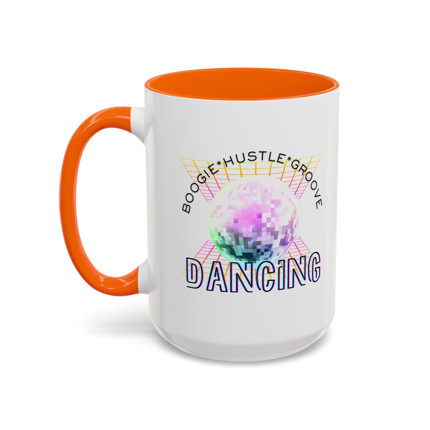 "Boogie, Hustle, Groove - Dancing" Disco Accent Coffee Mug – Fun Retro Dance Gift for Coffee Lovers