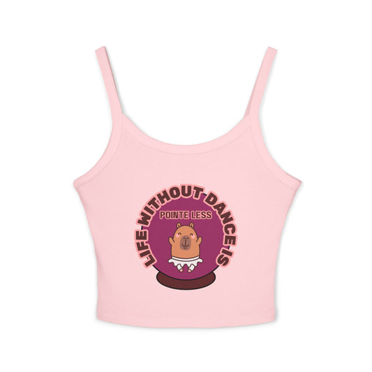 "Life Without Dance is Pointeless" Capybara Tank – Women's Spaghetti Strap Dance Top with Cute Animal Graphic