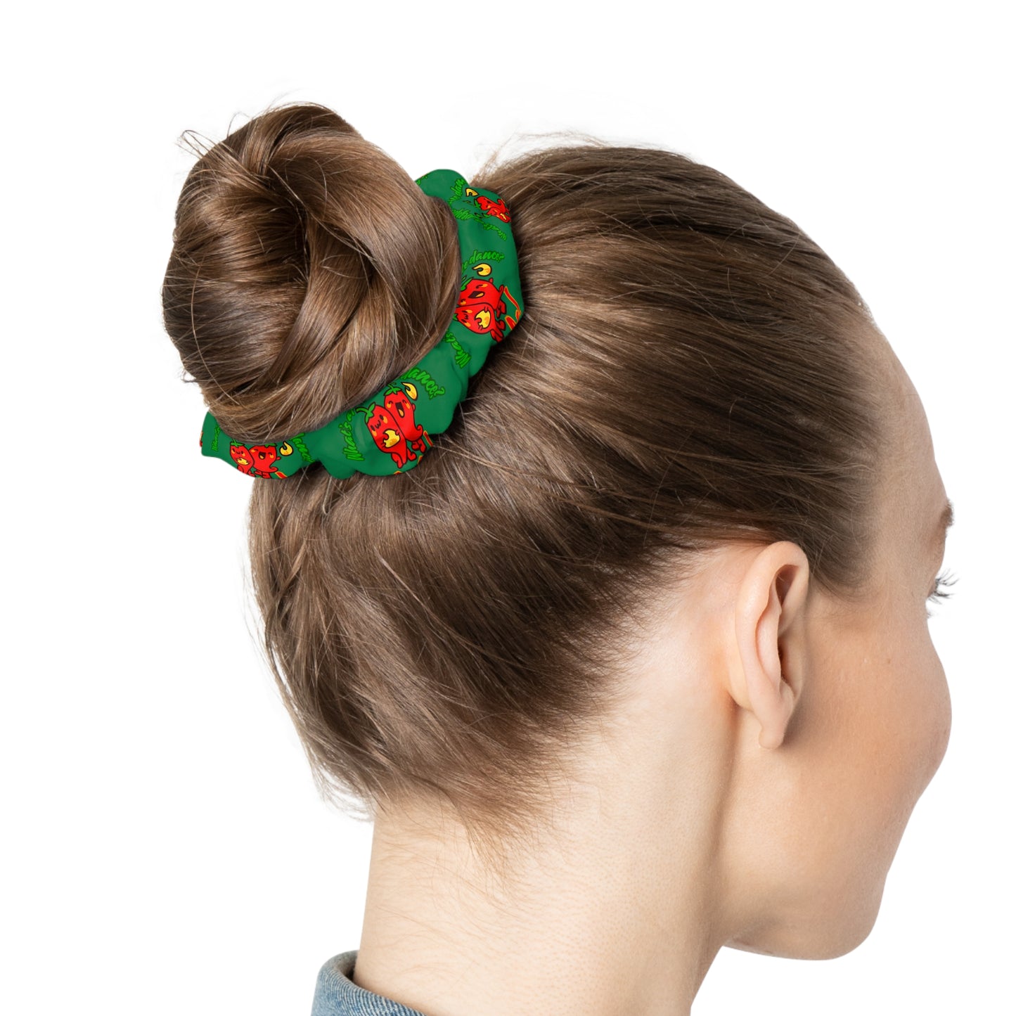 “What's a Pepper's Favorite Dance? Salsa!” Scrunchie – Funny Dance Pun Hair Accessory with Cute Pepper Graphic