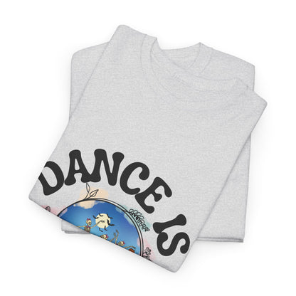 “Dance Is in My Bones” Halloween Dance T-Shirt with Dancing Skeletons Graphic - Unisex Heavy Cotton Tee