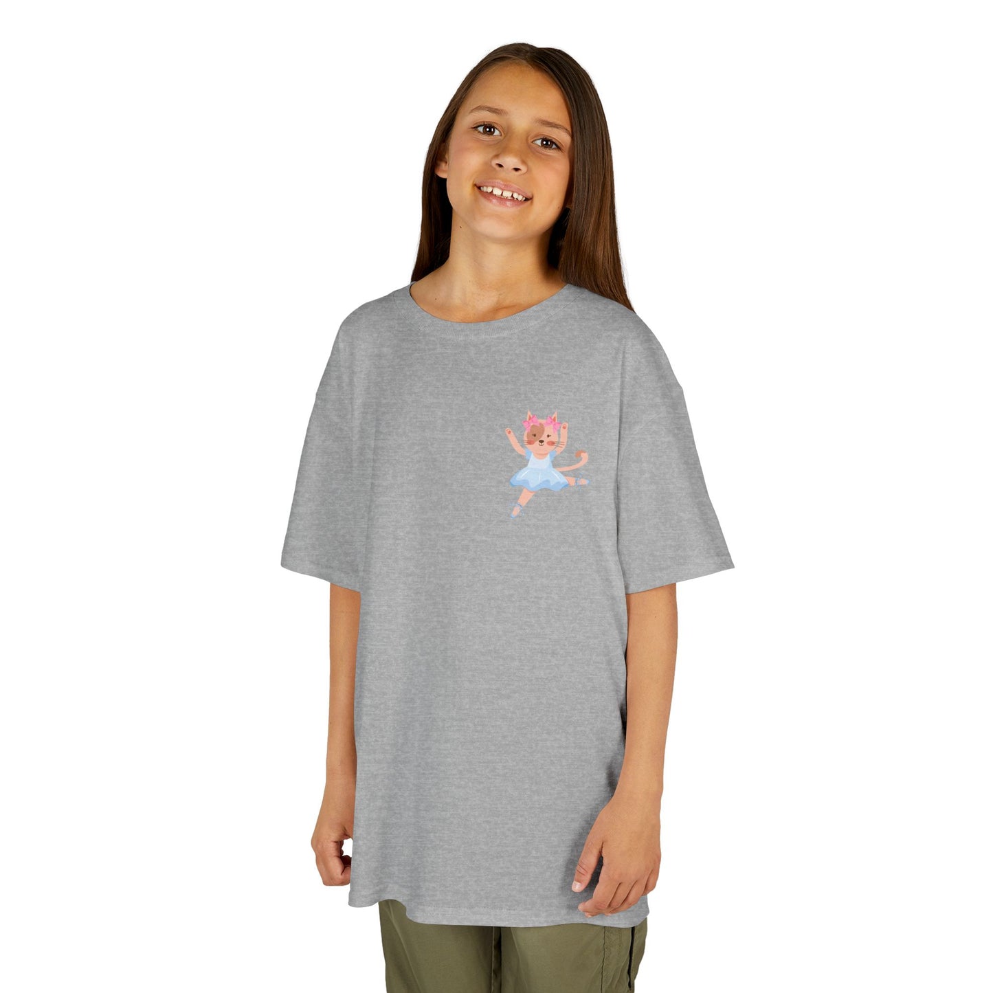 "Every Meow & Then I Dance" – Youth Short Sleeve Tee with Cute Dancing Cat Graphic | Kids’ Dance & Cat Lover T-Shirt
