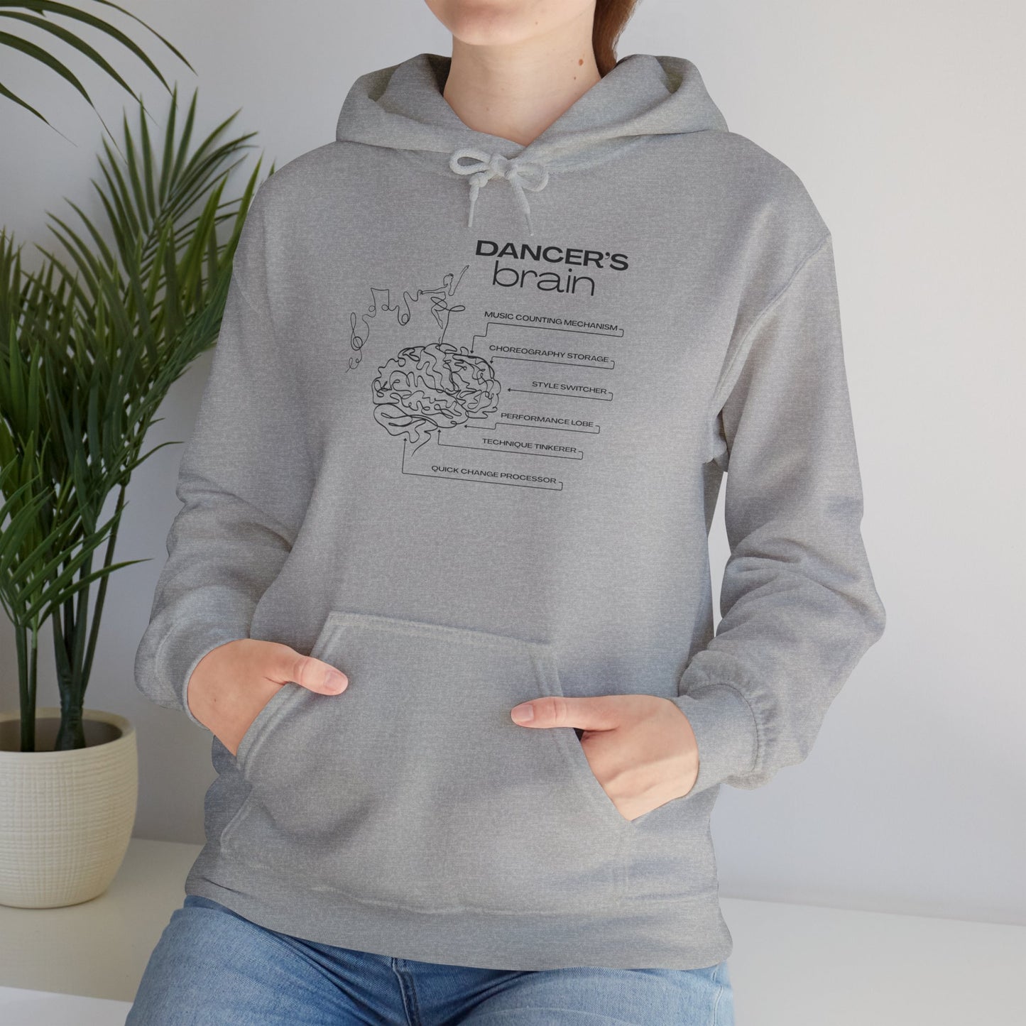 "Dancer’s Brain" Unisex Hoodie – Funny Dance-Themed Hoodie for Teens and Adults with Personalization Option and Cute Dancer Brain Graphic