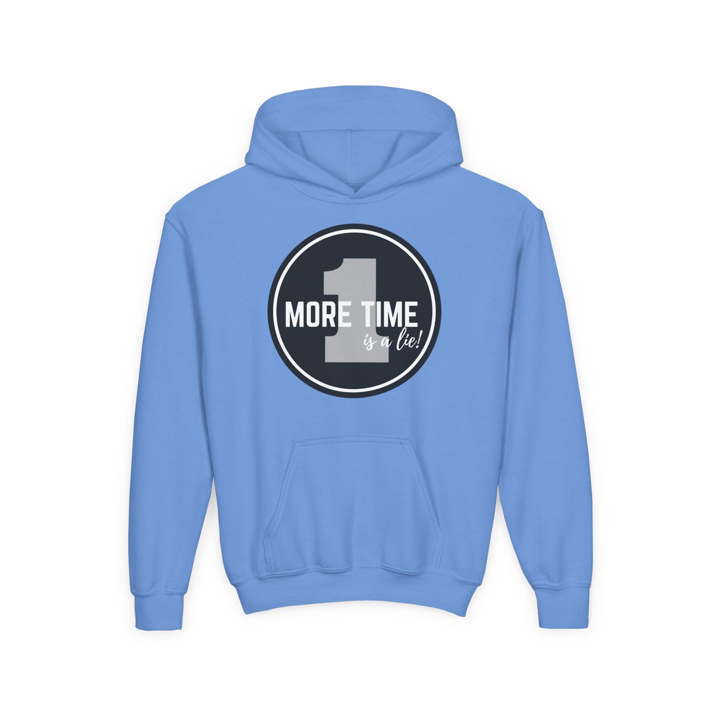 "One More Time Is a Lie" Youth Hooded Sweatshirt – Bold Dance Emblem Graphic Hoodie for Kids and Teens
