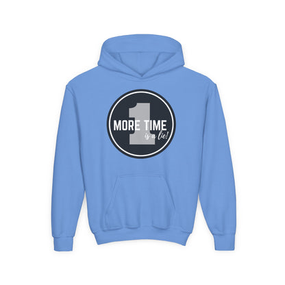 "One More Time Is a Lie" Youth Hooded Sweatshirt – Bold Dance Emblem Graphic Hoodie for Kids and Teens