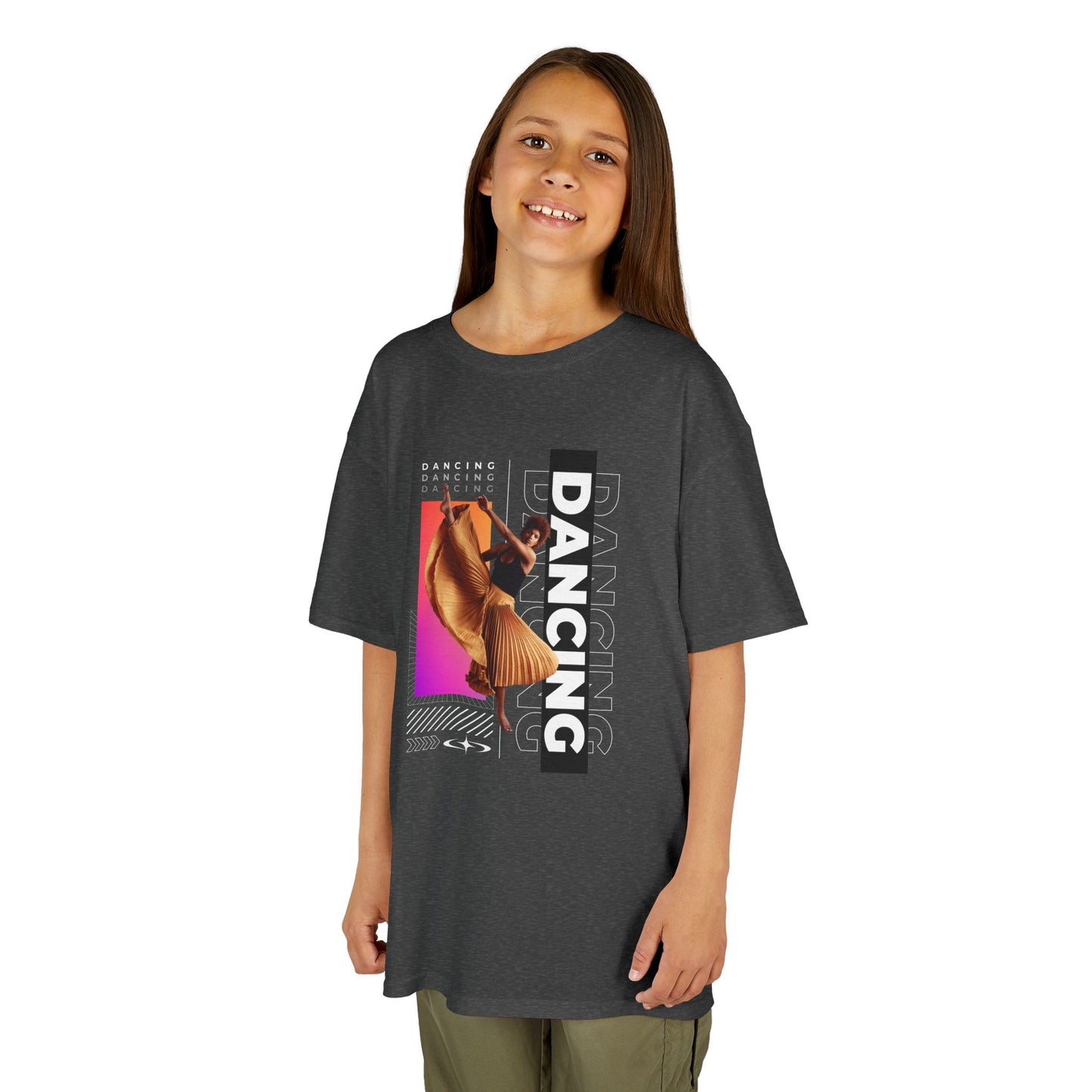 "Dancing" Youth Short Sleeve T-Shirt – Streetwear-Inspired Female Dancer Graphic – Stylish Dance Apparel for Kids