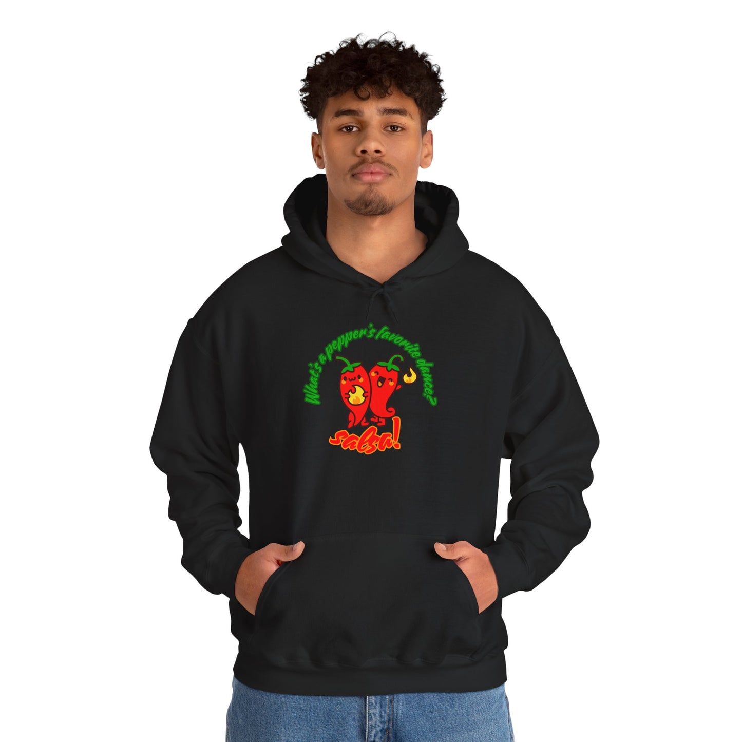 "What’s a Pepper’s Favorite Dance? Salsa!" Unisex Hooded Sweatshirt – Funny Dance Pun Hoodie with Cute Pepper Graphic for Dancers & Foodies