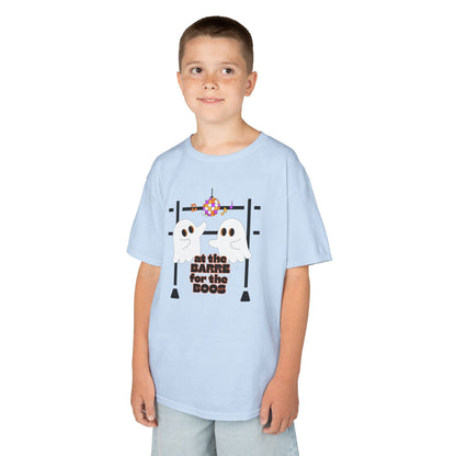 “At the Barre for the Boos” Halloween Dance T-Shirt with Cute Ghost Ballet Graphics - Kids Heavy Cotton™ Tee