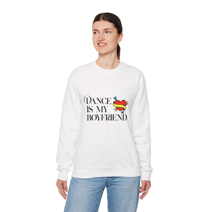 Dance Is My Boyfriend Unisex Crewneck Sweatshirt – Cute Heart Tattoo Graphic Dance Lover Pullover