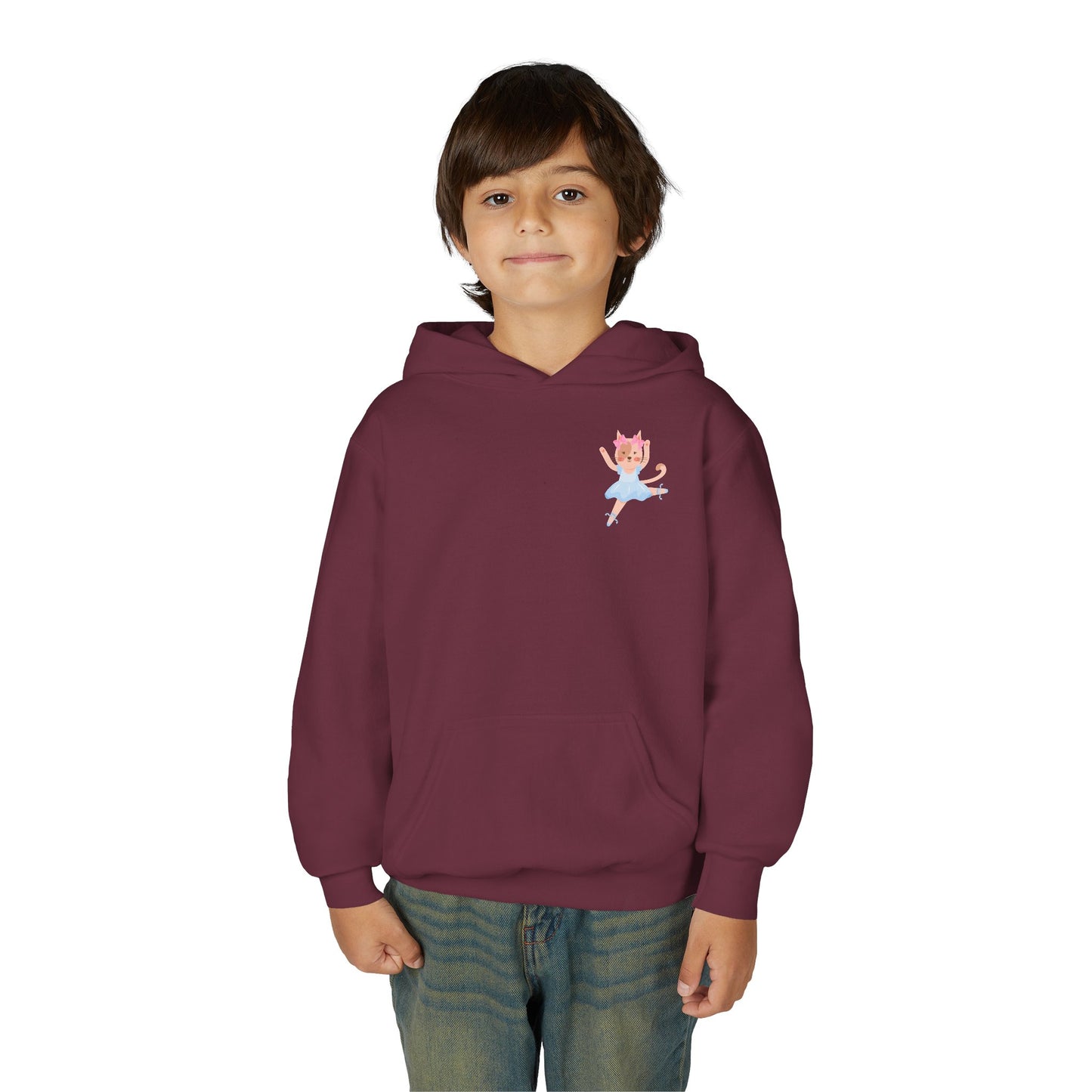 “Every Meow & Then I Dance” Adorable Dancing Cat Graphic | Cute Cat Dance Hoodie for Kids & Young Ballet Enthusiasts - Unisex Youth Hoodie