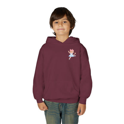 “Every Meow & Then I Dance” Adorable Dancing Cat Graphic | Cute Cat Dance Hoodie for Kids & Young Ballet Enthusiasts - Unisex Youth Hoodie