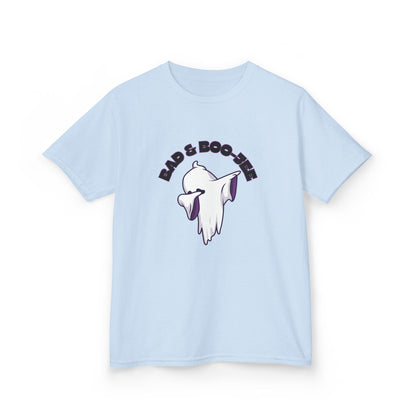 “Bad & Boo-jee” Funny Halloween Dance T-Shirt with Cute Ghost Dab Graphic - Kids Heavy Cotton™ Tee