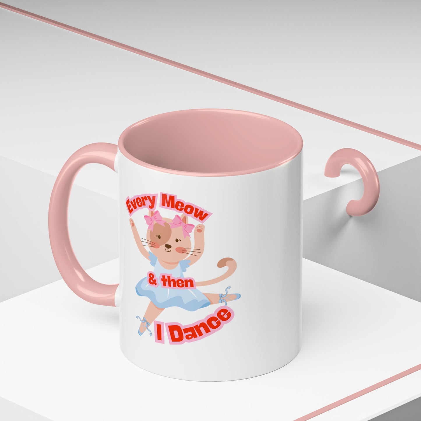 “Every Meow & Then I Dance” Adorable Dancing Cat Graphic | Cute Cat Dance Mug for Ballet Lovers & Coffee Enthusiasts - Accent Coffee Mug