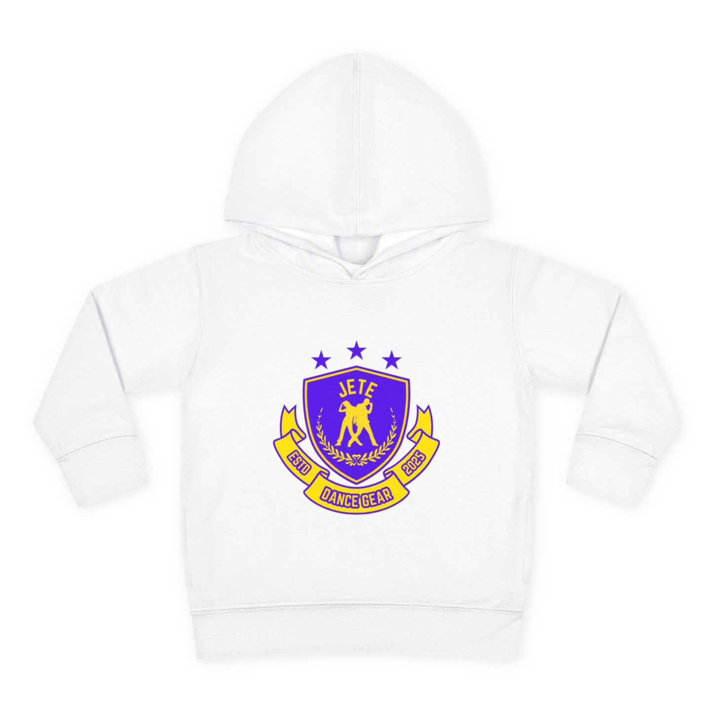 "Jeté Dance Gear" Toddler Pullover Fleece Hoodie – Collegiate-Inspired Dancer Graphic Sweatshirt for Kids