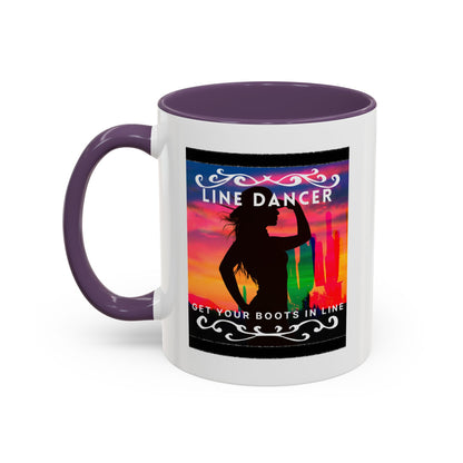 "Line Dancer" Accent Coffee Mug – Cute Cowgirl Graphic Ceramic Mug for Country Dance Lovers