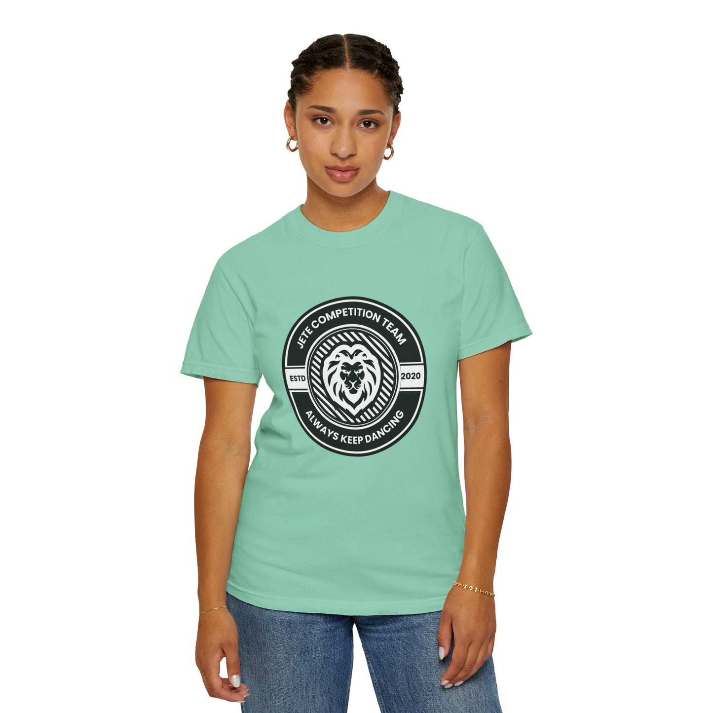 "Jeté Competition Team,  Always Keep Dancing" Unisex Garment-Dyed T-Shirt – Collegiate-Style Dance Graphic Tee – Shirt for Dancers & Teams