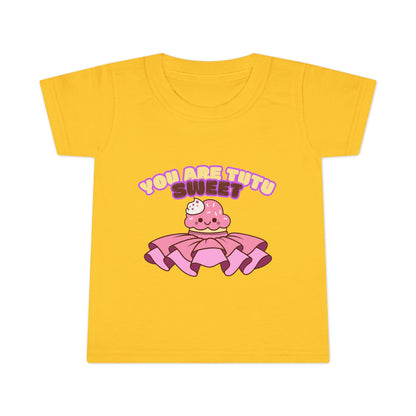 "You Are Tutu Sweet" Toddler Dance T-Shirt – Kawaii Cupcake in Tutu Graphic Short Sleeve Tee for Kids