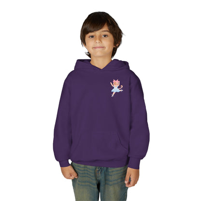 “Every Meow & Then I Dance” Adorable Dancing Cat Graphic | Cute Cat Dance Hoodie for Kids & Young Ballet Enthusiasts - Unisex Youth Hoodie