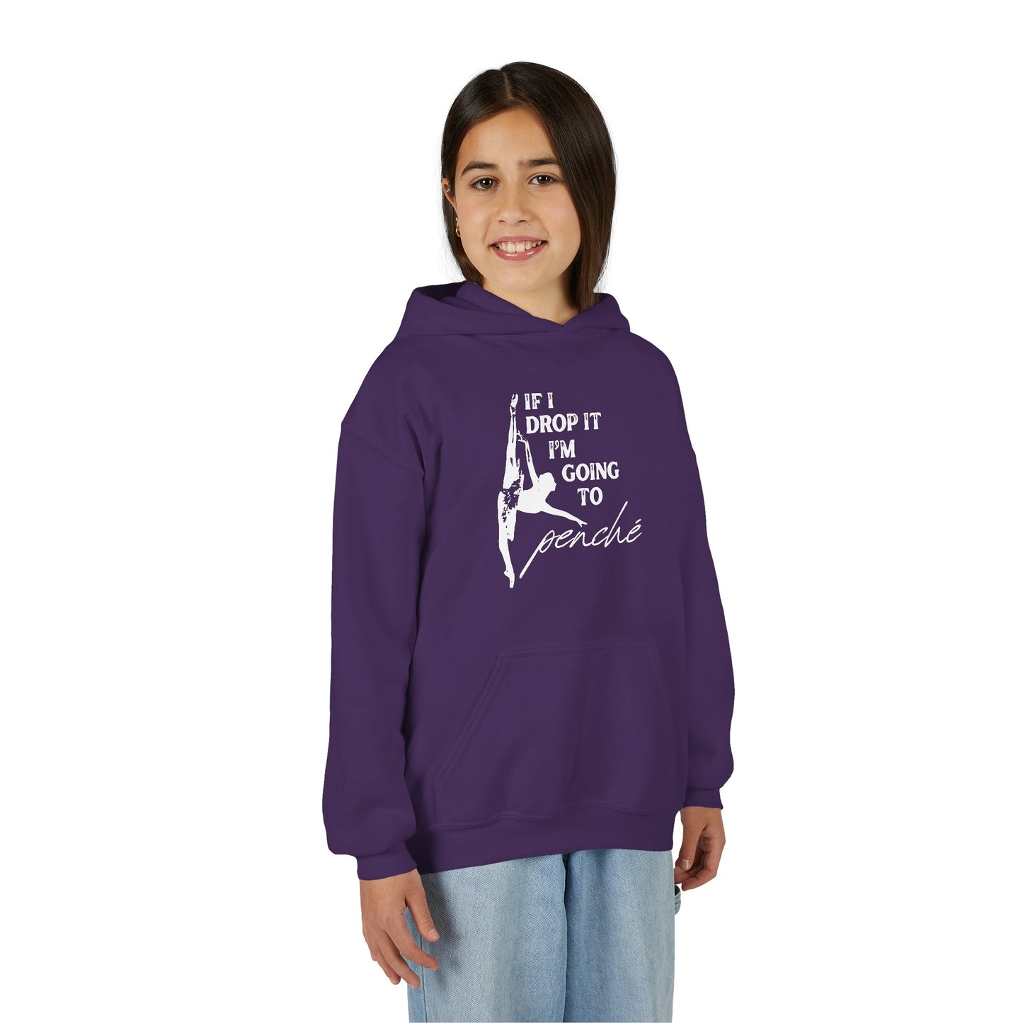 “If I Drop It, I’m Going to Penché” Unisex Youth Hoodie with Ballet Dancer Graphic – Funny Dance Hoodie for Kids & Teens, Personalized with Name or Studio