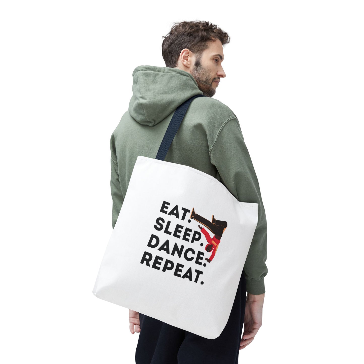 "Eat Sleep Dance Repeat" B-Boy Canvas Tote Bag – Hip-Hop Dancer Graphic Dance Tote for Everyday Use