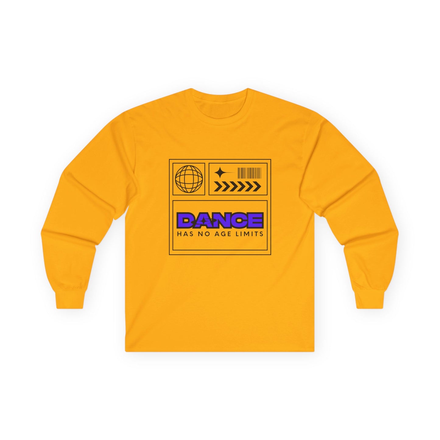 "Dance Has No Age Limits" Unisex Heavy Cotton Long Sleeve T-Shirt – Graphic Tee for Dancers of All Ages