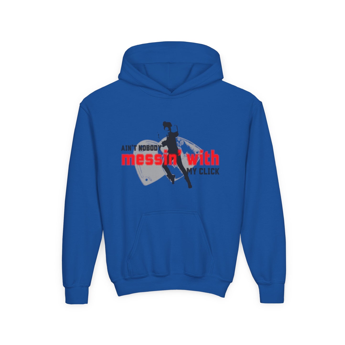 “Ain’t Nobody Messin’ with My Click” Tap Dance Graphic with Tap Shoes & Dancer - Unisex Youth Hoodie – Streetwear Tap Dancing Hoodie for Kids & Young Performers