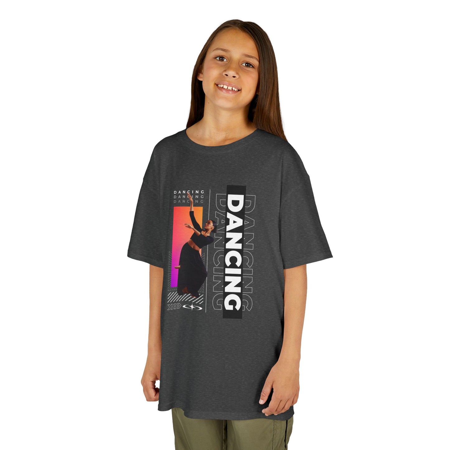 “Dancing” Youth Short Sleeve T-Shirt – Streetwear-Inspired Female Dancer Design – Trendy Kids Dance Graphic Tee