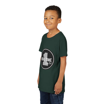 “One More Time is a Lie” Bold Emblem Dancer Graphic T-Shirt for Kids – Funny Dance Rehearsal Shirt - Youth Dance Tee