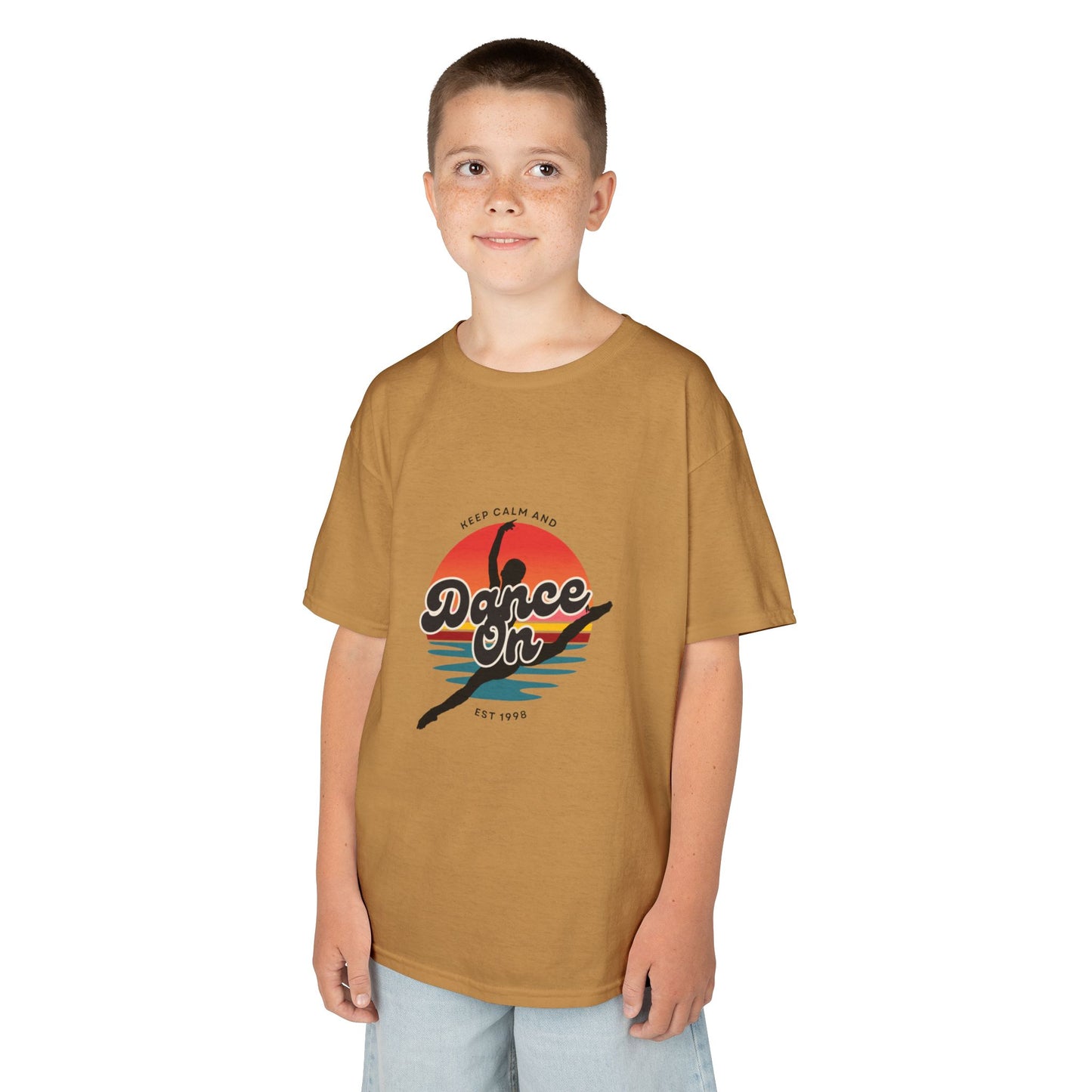 "Keep Calm and Dance On" Youth Short Sleeve Tee – Retro Graphic Dance Shirt for Kids and Young Performers