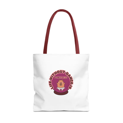 "Life Without Dance Is Pointeless" Capybara Canvas Tote Bag – Funny Dance Pun Tote for Dancers & Animal Lovers