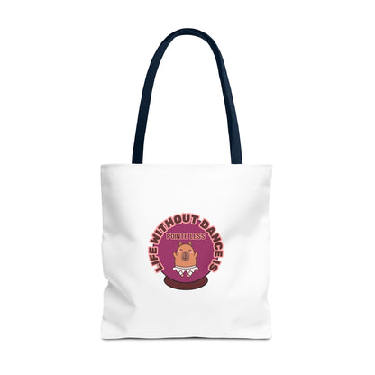 "Life Without Dance Is Pointeless" Capybara Canvas Tote Bag – Funny Dance Pun Tote for Dancers & Animal Lovers